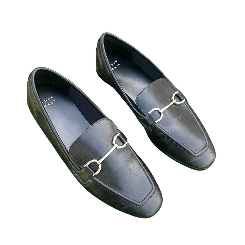 A New Day Womens Laurel Flats Dress‎ Casual Slip On Gold Bit Loafer Black Size 9